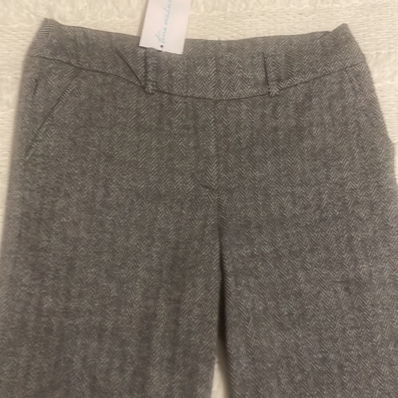 Terra Michaels herringbone pants charcoal gray soft flare legs women size 6 - Picture 2 of 15